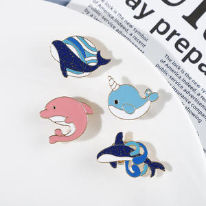 Bros kustom lumba-lumba paus, pin kerah lencana hewan laut, dekorasi lucu kartun kreatif kepribadian pasangan murid - Product Image 2