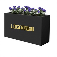 Jardinière rectangulaire en métal pour extérieur, finition poudrée, taille et logo personnalisés pour jardin et hôtel