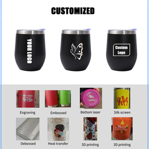 Biểu Tượng Tùy Chỉnh Đôi Tường 12Oz Hình Dạng Trứng Chân Không Cách Nhiệt Du Lịch Cốc Thép Không Gỉ Rượu Vang Cốc Với Nắp Và Rơm Cà Phê Bia - Product Image 5