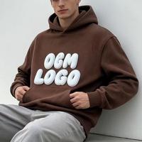 Hoodie Katun Customizable Polos dengan Kantong Depan, Lengan Panjang, Gaya Streetwear, Cetak Puff, Cetak Busa