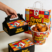 Cajas de Cartón para Pollo Frito Personalizadas al por Mayor, Cajas de Papel para Alimentos de Grado Alimenticio para Pollo Frito, Caja de Embalaje de Papel para Comida Rápida