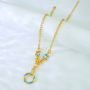 Nuevas llegadas: Conjunto de joyería chapado en oro de 21k, collar con colgante circular premium, pulsera, pendientes y anillo para mujer, joyería de moda. - Product Image 3