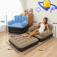 Nouveau Canapé-Lit Gonflable Pliable Double Usage en PVC Épais, Matelas de Canapé Cinq-en-un Paresseux, Stock en Gros