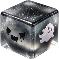 Jouet Squishy Cube Fantôme d'Halloween Transparent Pailleté, Jouet Anti-Stress à Presser, Jouet Doux pour Enfants, Cadeau de Fête d'Halloween