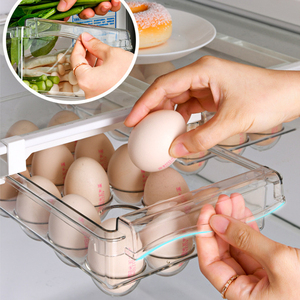 Organisateur de réfrigérateur Boîte de rangement d'oeufs Réfrigérateur <span class=keywords><strong>suspendu</strong></span> en plastique transparent Tiroir à oeufs coulissant réglable Porte-oeufs - Product Image 4