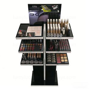 ชั้นวางเครื่องสำอางโลหะพร้อมกระจกและชั้นวางสำหรับวางบนเคาน์เตอร์ร้านค้าปลีก - Product Image 4