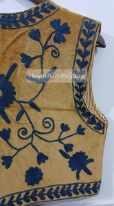 Gilet brodé, gilet moutarde, gilet en velours, gilet formel, gilet bohème, gilet ethnique, gilet indien brodé à la main, broderie indienne - Product Image 6