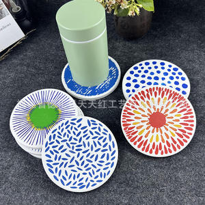 Posavasos Redondos de Cerámica Roja Fujian Huatian, Estilo Nórdico, Diseño Floral, Impresión Serigráfica, Aislantes del Calor - Product Image 5