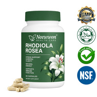 Capsules d'extrait de Rhodiola Rosea de marque privée Neewwon, complément alimentaire de qualité alimentaire, supplément à base de plantes, capsule énergétique contre le stress