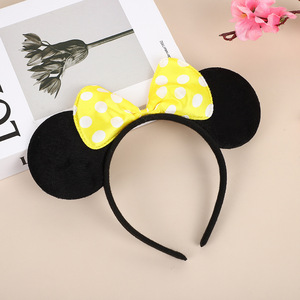 Children's Performance Mickey <strong>Minnie</strong> <strong>Mouse</strong> Headband with <strong>Bow</strong> Ears Sweet Handmade Hair Accessories for Kids - Product Image 5