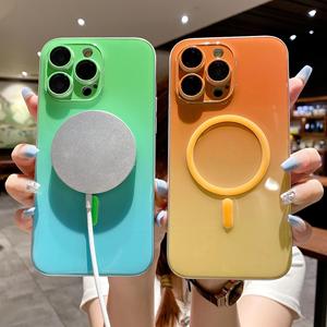 <span class=keywords><strong>Coque</strong></span> de téléphone magnétique tendance à effet dégradé luminescent pour <span class=keywords><strong>iPhone</strong></span> 16 Plus 17 Air <span class=keywords><strong>Pro</strong></span> Max, antichoc, protection arrière - Product Image 1