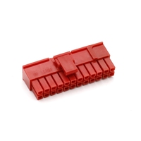 Angitu 5557 Conector de Cable ATX de 24 Pines para Placa Base, Paso de 4.2mm, Rojo/Negro, 20+4 Pines