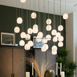 モダン36ライト高天井吊りランプカスタマイズヴィラ階段装飾アラバスターペンダントシャンデリア - Product Image 2