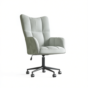 Chaise de bureau en velours gris clair, 100% polyester, base en acier, design pivotant, style contemporain - Product Image 1