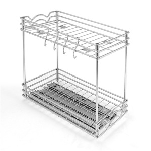 Home Kitchen Double-Layer Stainless Steel <b>Towel</b> Rack with Sliding <b>Rail</b> Detachable Storage Modern <b>Standing</b> Waterproof Design - Product Image 1
