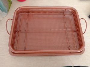 Bandeja de Cobre Antiadherente Ecológica para Cocina a Gas con Parrilla <span class=keywords><strong>y</strong></span> Cesta de Drenaje para Freír Pollo - Product Image 2