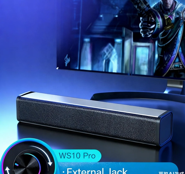 WS10 Pro Stereo Soundbar Mini USB Wired Speaker Home Theater Office Wireless Blue Tooth Audio Speakers for Desktop Pc Computer