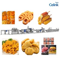 Ligne industrielle complète pour la formage, le panage et la friture de nuggets de poulet, de tourtes à la viande, de galettes de burger et de galettes de pommes de terre hachées