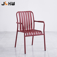 Chaise de restaurant moderne, chaise de café, chaise de bar, chaise de crèmerie, chaise de salle à manger extérieure en métal vintage aluminium avec accoudoirs
