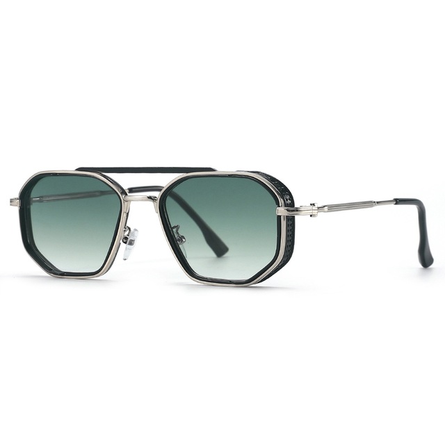 MLM High Quality Fashion Steampunk Polygon Metal Double Beam Frame Designer UV400 Shades Sun Glasses Sunglasses Men