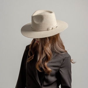 Chất lượng cao rộng vành 100% len cảm thấy Fedora Hat sombreros bán buôn màu rắn đồng bằng cứng Vành phụ nữ người đàn ông Fedora mũ - Product Image 4