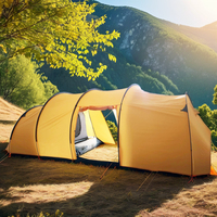Tente familiale dôme spacieuse 4 personnes, double couche en toile, poteaux en fibre de verre, pour glamping et camping extérieur, tunnel pour enfants, toutes saisons