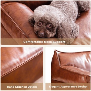 Personalizado de lujo de cuero ortopédico de espuma viscoelástica grande perro gato camas cojín mascota sofá camas impermeable lavable cubierta extraíble - Product Image 3
