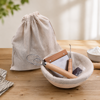 Prix d'usine – Ensemble de paniers à pain en rotin naturel de qualité supérieure, kit de levage traditionnel avec lame à pain, racloir à pâte et brosse