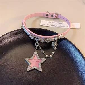 DIY Diapositiva Carta Chapado en Oro Aleación de Zinc Gargantilla <span class=keywords><strong>Collar</strong></span> Asscher Corte Diamante Rosa Blanco Estrella Corazón Colgante <span class=keywords><strong>Collar</strong></span> de Cuero Edgy - Product Image 1