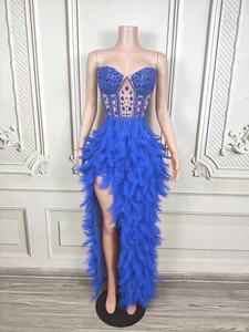 Nhà thiết kế sang trọng của phụ nữ thanh lịch sàn Dài bóng áo choàng màu đen buổi tối prom sequined khe cao khiêm tốn cộng với Kích thước bên lông - Product Image 4