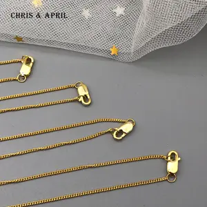 Chris April Fine Jewelry 14k gold plated 925 sterling silver custom vermeil curb chains with lobster clasp