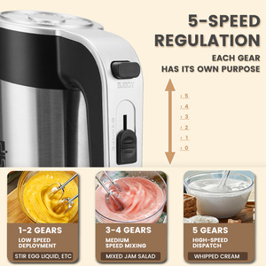 Robot pâtissier Dsp 4L en acier inoxydable avec tête inclinable pour usage domestique, avec bol, fouet et crochet pétrisseur - Product Image 3