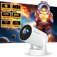 Proyector de Bolsillo 290 ANSI Brillante 720P Android 14 para HY300 Pro+ con BT Air Mouse, Corrección Trapezoidal Automática, Enfoque Manual, WiFi 6 5.4 8K