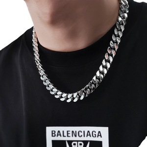 Collares de Acero Inoxidable Plateado al por Mayor para Hombre, Cadena Cubana Moderna, Cadena de Eslabones Geométricos, Joyería Masculina - Product Image 4