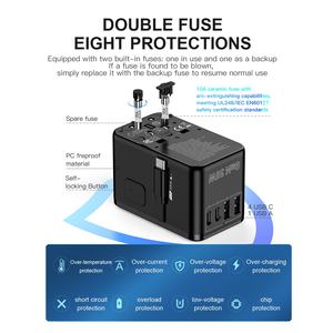 Adaptateur de voyage universel PD35W GAN, chargeur rapide, adaptateur USB, prise internationale, chargeur de voyage universel avec câble C - Product Image 6