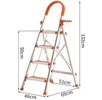 Échelle domestique pliable certifiée EN131, cadre en acier inoxydable, marches en aluminium antidérapantes, rangement compact, utilisation comme escalier