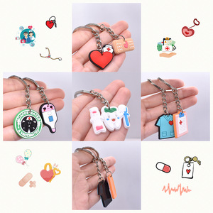 Série de protection dentaire, cadeau promotionnel personnalisé, porte-clés en plastique, porte-clés en caoutchouc PVC mignon de dessin animé, médecins, dentistes - Product Image 6