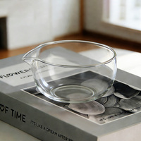 Bol à thé en verre multifonctionnel de haute qualité, bol à matcha transparent en borosilicate avec bec verseur, accessoires, bols à salade et céréales