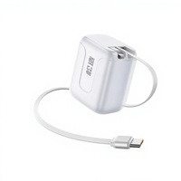 Pengisi Daya GaN 25W Kabel Dapat Ditarik Terintegrasi Pengisian Cepat Dua Port Colokan Lipat Cocok untuk Ponsel Android HarmonyOS 3C