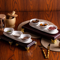 Ensemble de bols en céramique miniatures pour sauce soja, fruits, wasabi, salades, collations, noix, ketchup, assaisonnements, avec plateau de service, vaisselle de restaurant