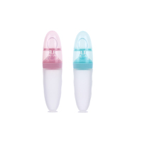 Biberon Distributeur Portable Personnalisé Compressible en Silicone avec Cuillère d'Alimentation pour Bébé en Silicone