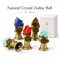 Cloche décorative en cristal naturel 12 signes du zodiaque pour le yoga, la méditation, la décoration de bureau à domicile, cadeau avec boîte blanche
