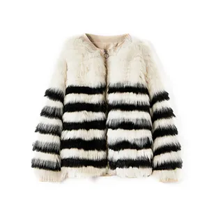 Cheap price factory wholesale milk white fox black women's coat