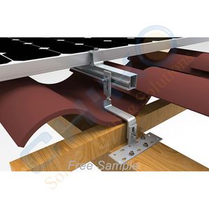 Système de fixation solaire en acier inoxydable certifié CE pour tuiles de toit, compatible avec les panneaux solaires photovoltaïques en silicium polycristallin pour la maison - Product Image 1