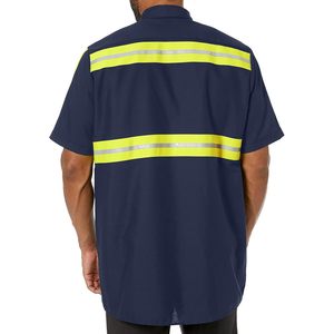 Monos de manga corta para hombre Red Kap, camisa de trabajo Industrial de visibilidad mejorada, transpirable, antiestático, construcción de poliéster - Product Image 1