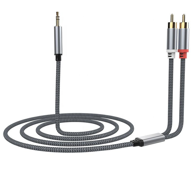 3M Braided 3.5mm to 2 RCA Audio Cable Stereo Aux Cord for Connecting Mobile Phones to Speakers