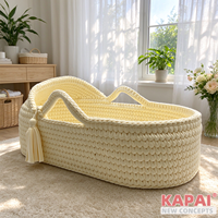 Panier de Moïse en crochet crème KAPAI 2026 – Lit de transport portable pour bébé – Idéal pour panier cadeau de naissance
