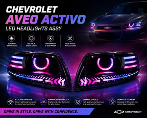 ไฟหน้า LED Chevrolet Aveo activo แบบไดนามิกสัญญาณไฟเลี้ยวลูกศรสำหรับวิ่งกลางวันเลนส์ Bi - Product Image 1