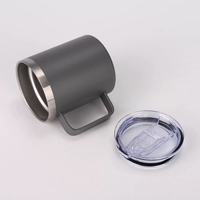 Mug de voyage isotherme OEM/ODM en acier inoxydable 14 oz avec couvercle et poignée, double paroi sous vide, anti-fuite, sans BPA, pour boissons chaudes/froides, bleu marine