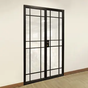 Decorative Black Iron Glass French Door Stainless Steel Door Design House Front Door